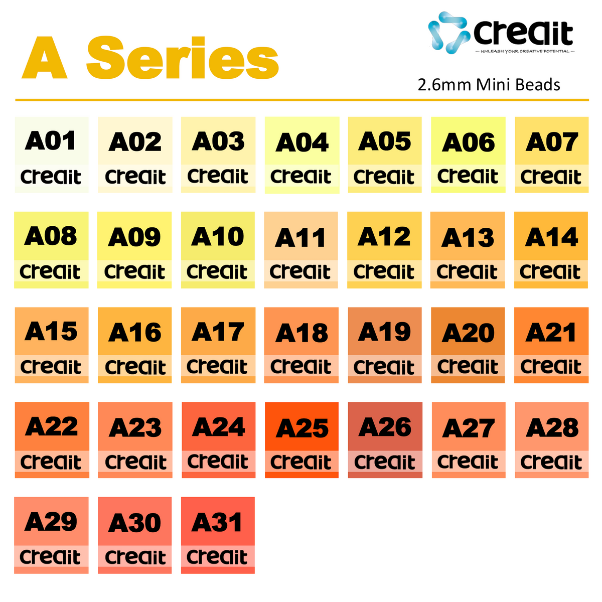 Creait Refill Fuse Beads - 1000ct A Series Colors (2.6mm Beads)