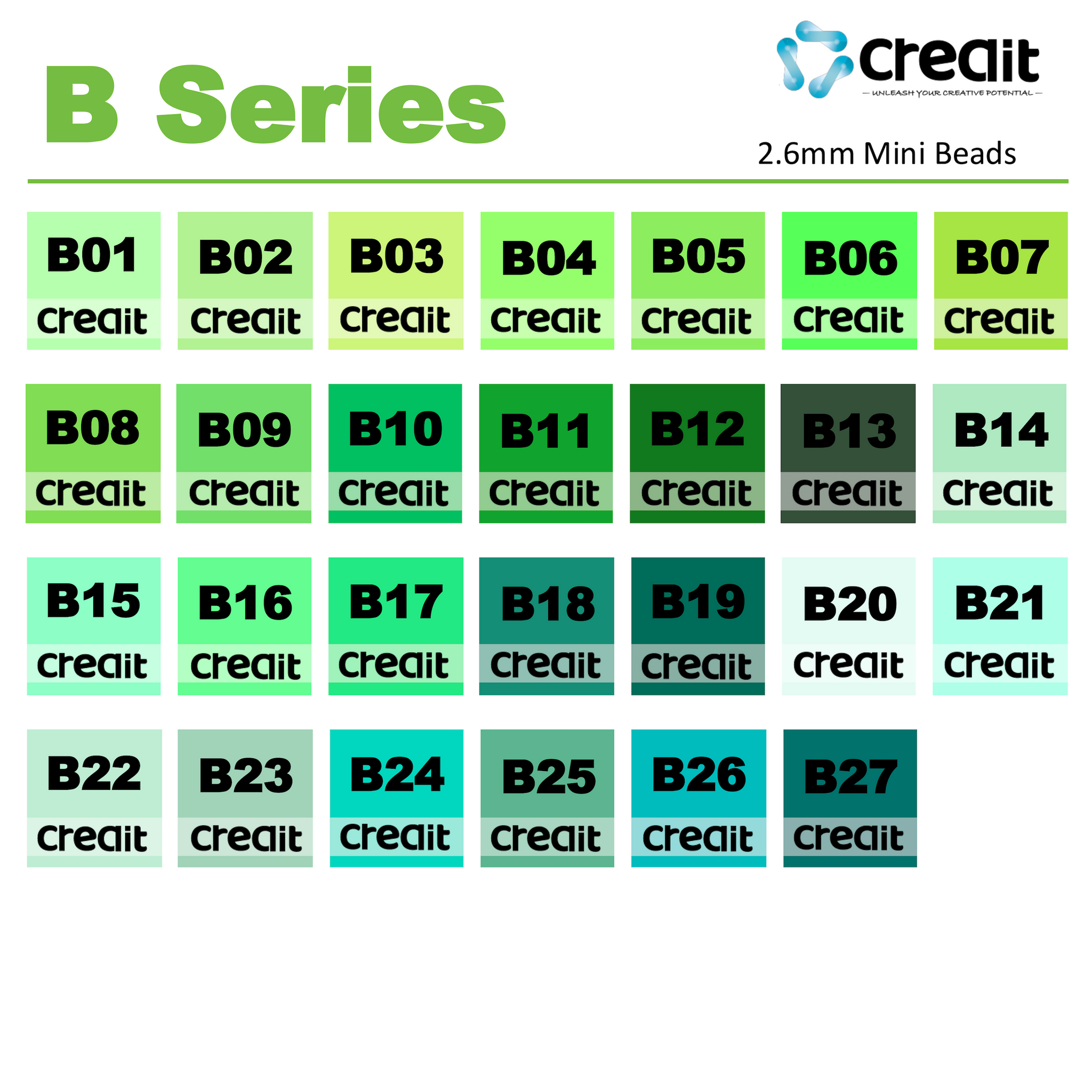 Creait Refill Fuse Beads - 1000ct B Series Colors (2.6mm Beads)