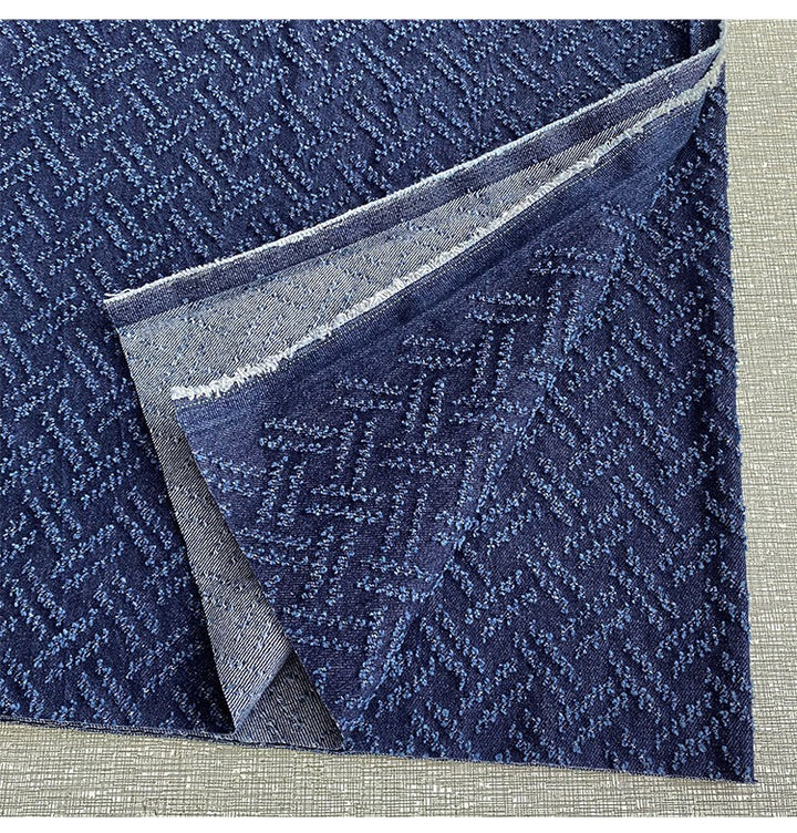 Crochet Hollow-Out Denim Fabric Detail Picture Dark Blue2