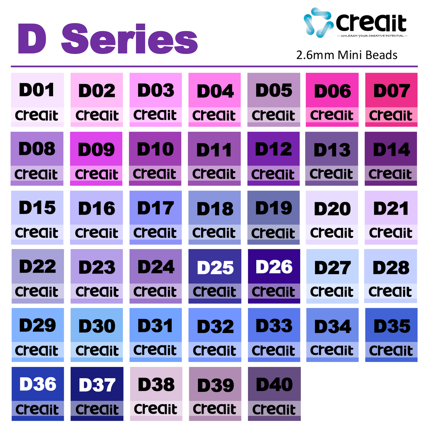 Creait Refill Fuse Beads - 1000ct D Series Colors (2.6mm Beads)