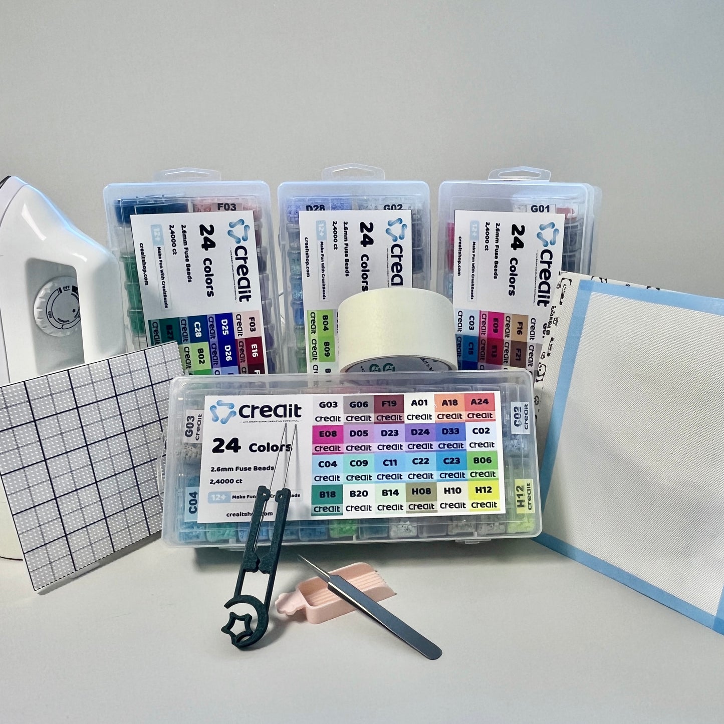 Creait 96-Color Basic Player Set - 2.6mm Mini Fuse Bead 96,000 Beads