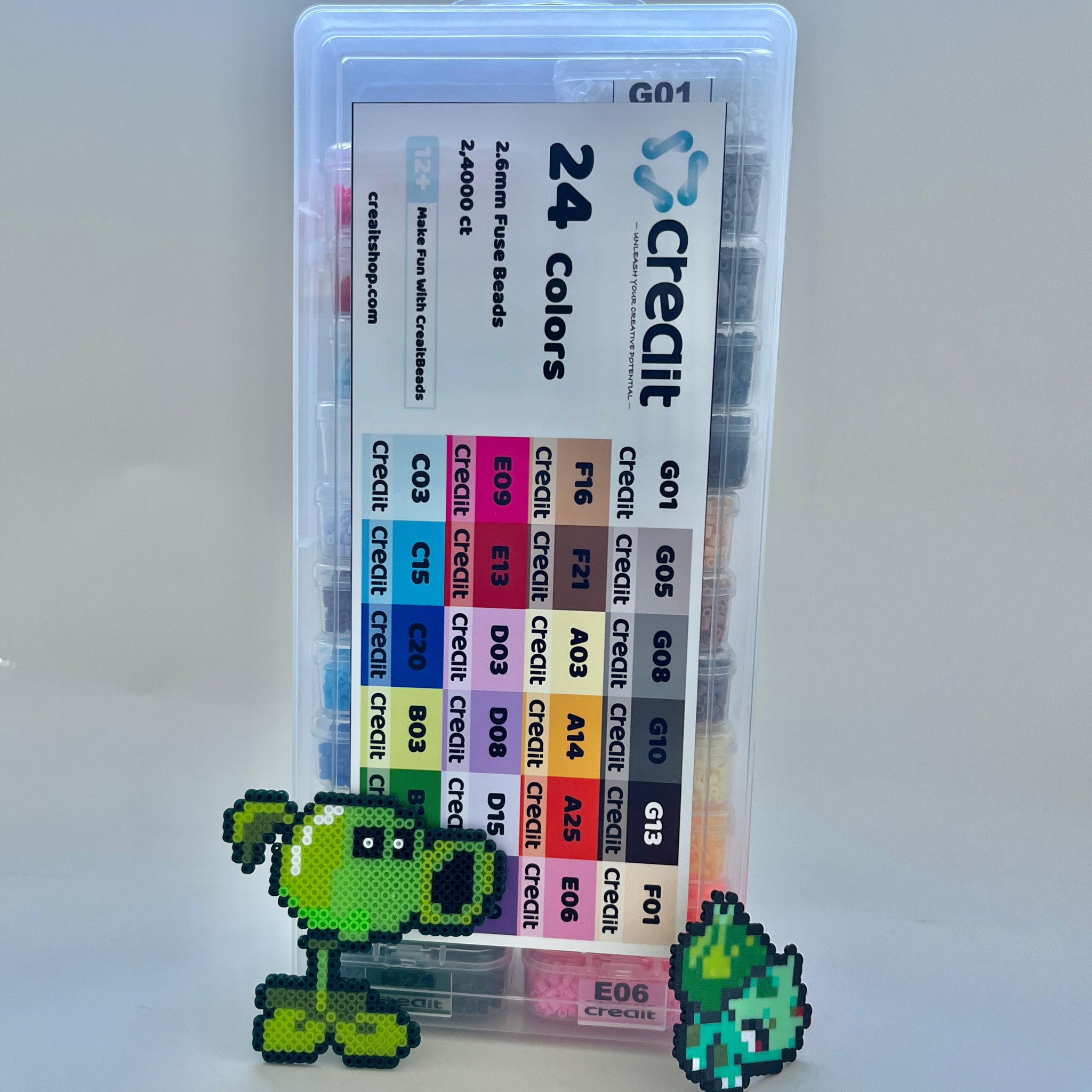 Creait 24-Color Trial Set - 2.6mm Mini Fuse Bead 24,000 Beads