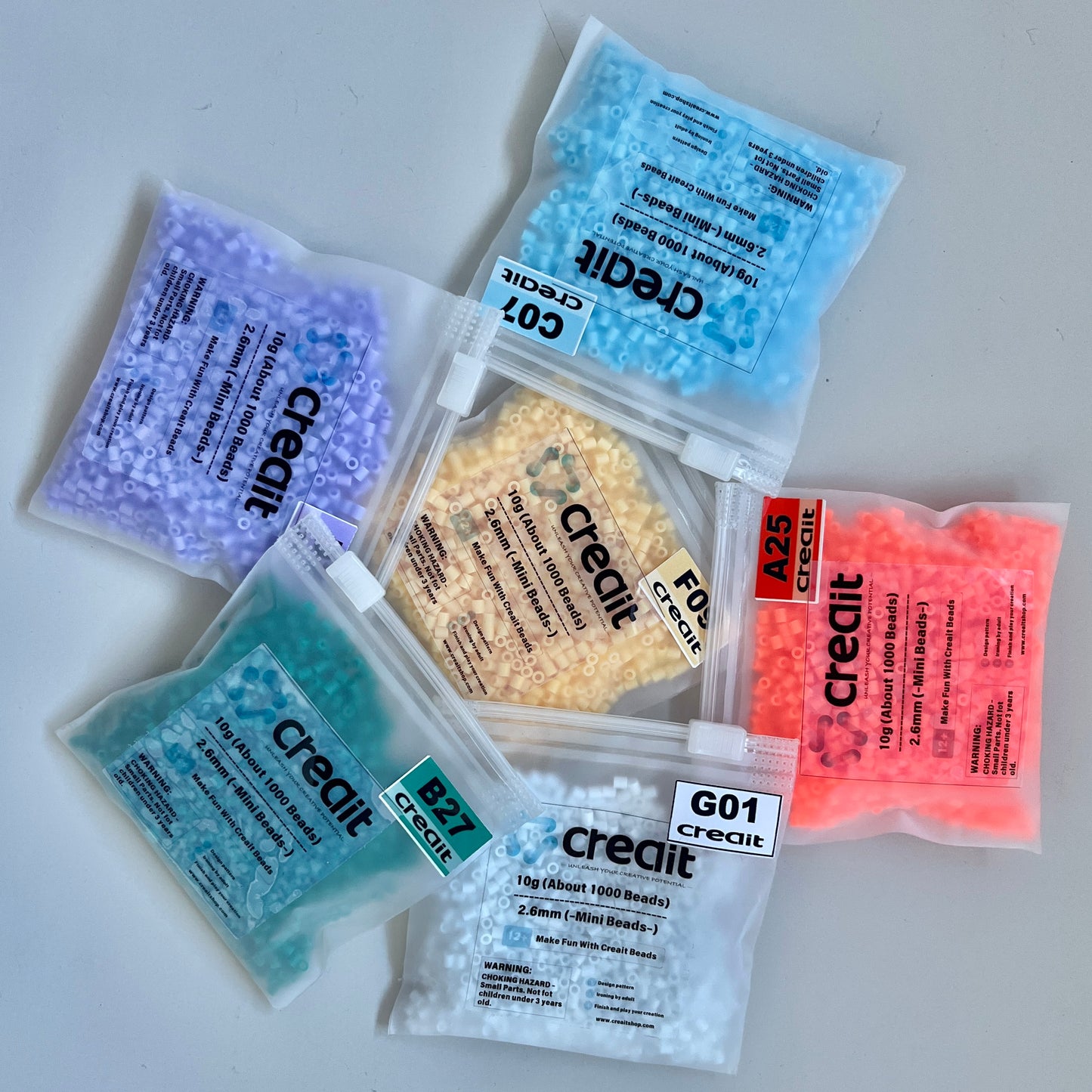 Creait Refill Fuse Beads - 1000ct Transparent Colors (2.6mm Beads)