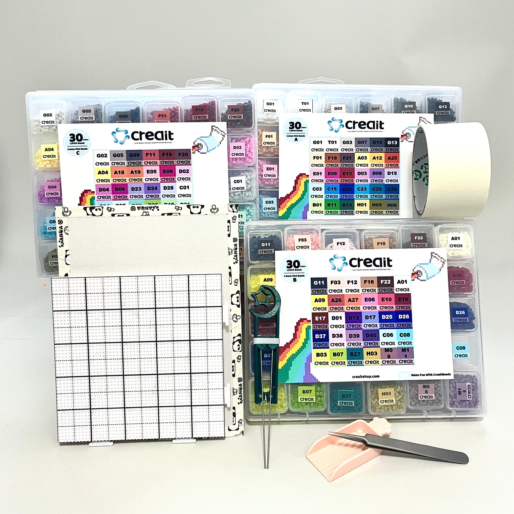 Creait 90-Color Beginner Set - 2.6mm Mini Fuse Bead 45,000 Beads