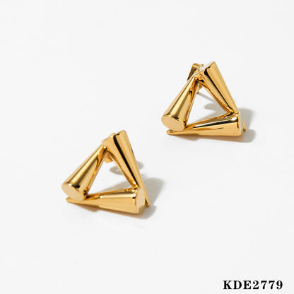3D Geometric Pyramid Stud Earrings (Gold & Silver)