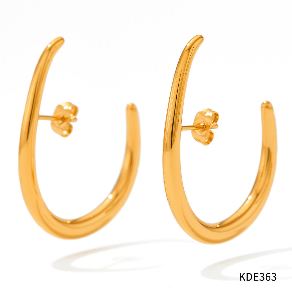 C-shaped large ring earrings