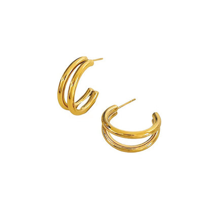 Double C letter geometric stud earrings