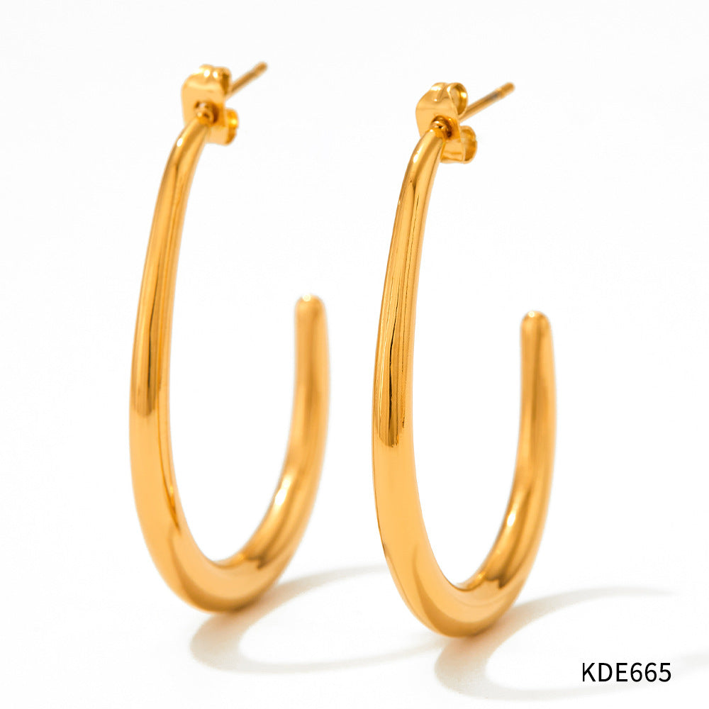 C-shaped large ring earrings
