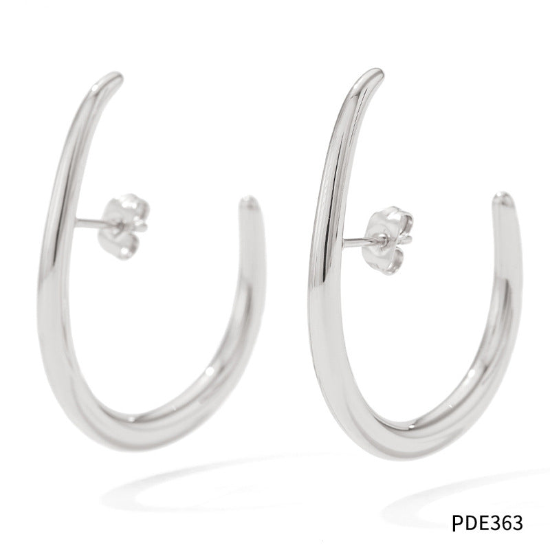 C-shaped large ring earrings