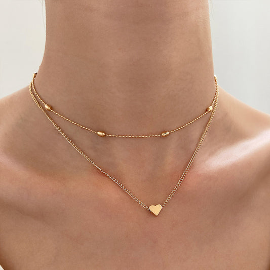 Clavicle chain oval bead double necklace Internet celebrity jewelry
