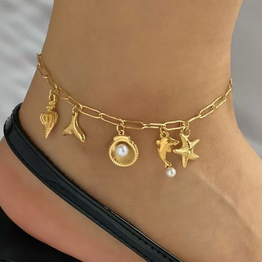 Beach Vacation Ocean Pendant Necklace Bracelet Bracelet Set