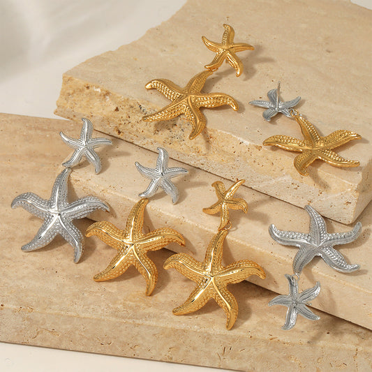 Beach - Inspired Gold Starfish Earrings