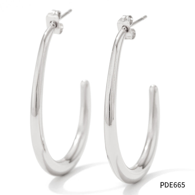 C-shaped large ring earrings