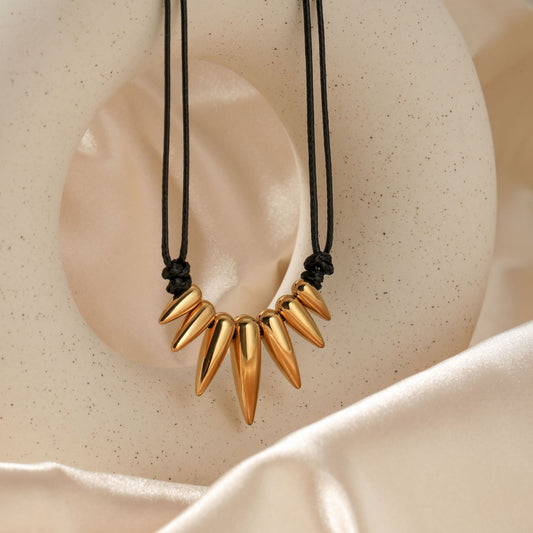 Bohemian Gold Spike Charm Necklace