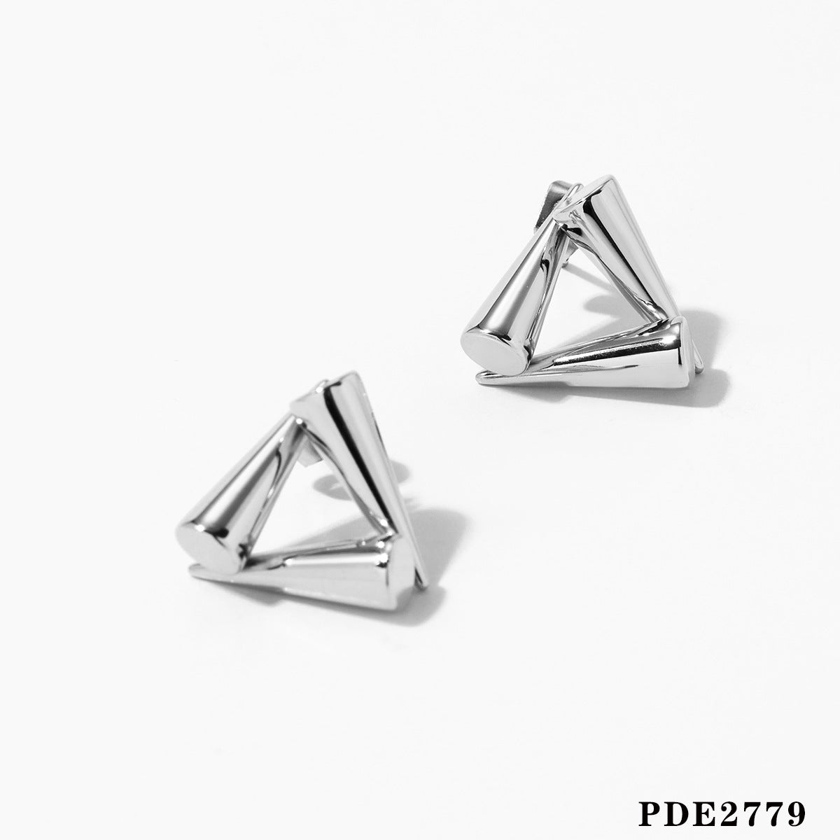 3D Geometric Pyramid Stud Earrings (Gold & Silver)