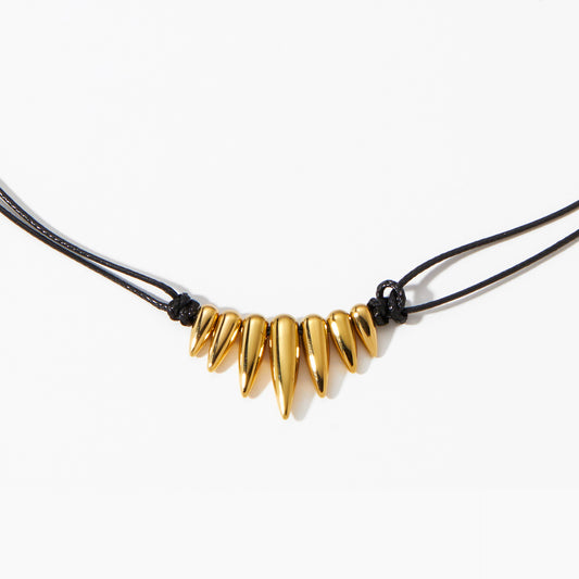 Bohemian Gold Spike Charm Necklace