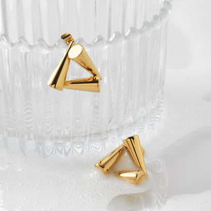 3D Geometric Pyramid Stud Earrings (Gold & Silver)