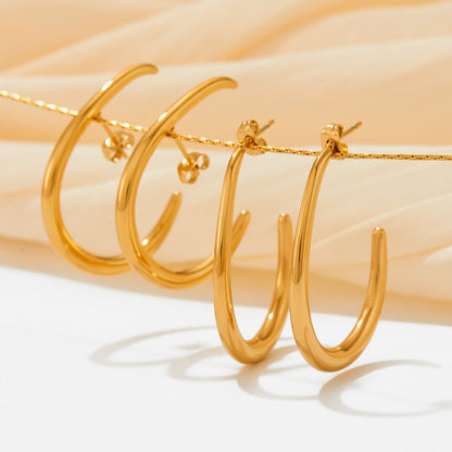 C-shaped large ring earrings