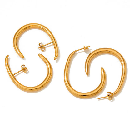 C-shaped large ring earrings