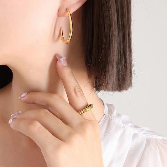 C-shaped large ring earrings