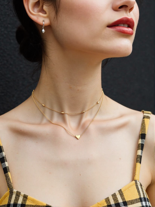 Clavicle chain oval bead double necklace Internet celebrity jewelry
