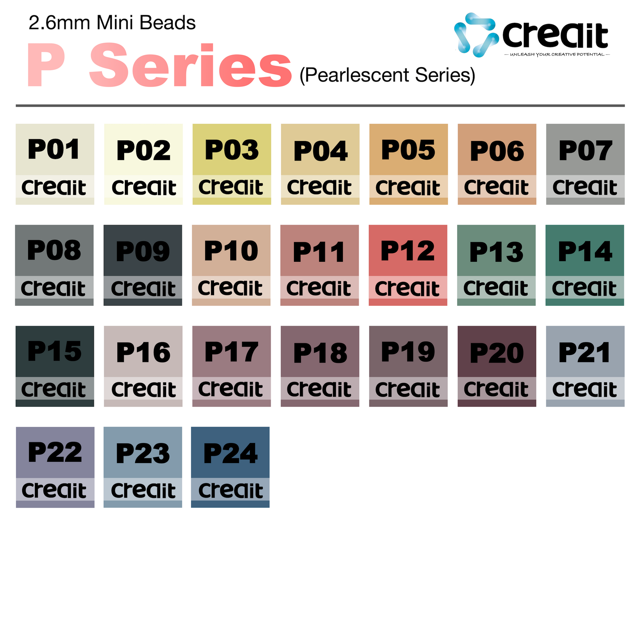 Creait Refill Fuse Beads - 1000ct P Series Colors (2.6mm Beads)