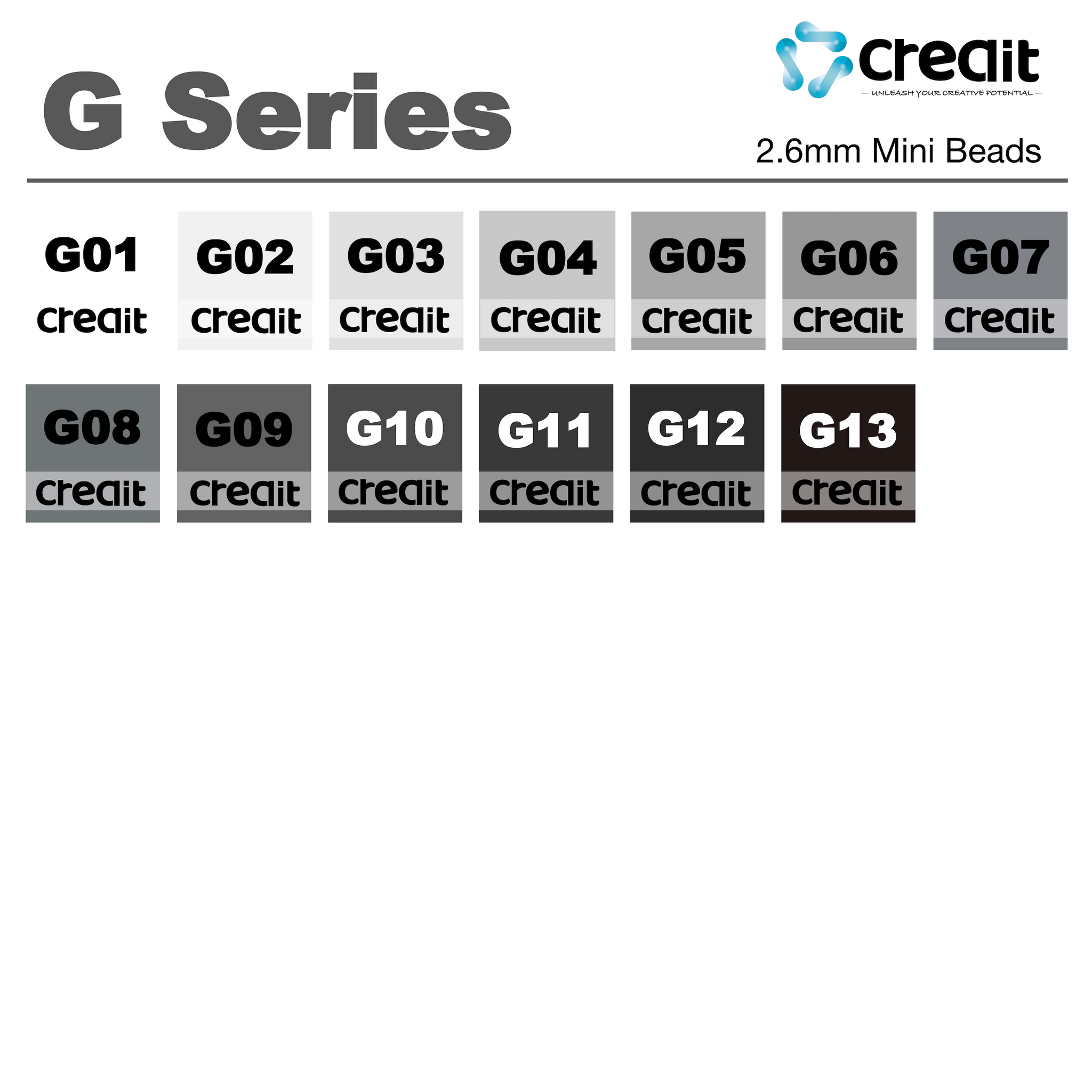 Creait Refill Fuse Beads - 1000ct G Series Colors (2.6mm Beads)